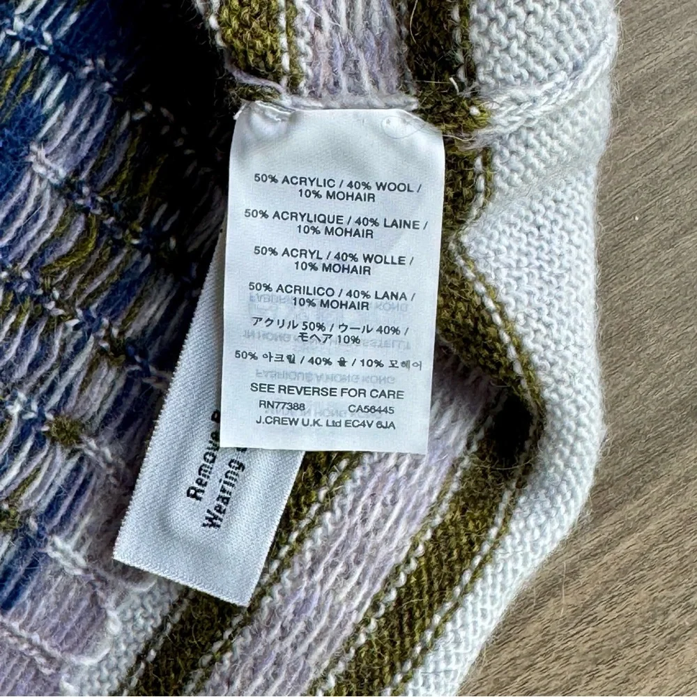 J.Crew Fair Isle Abstract Geometric Knit Sweater Gray Blue Olive‎ – Size Small